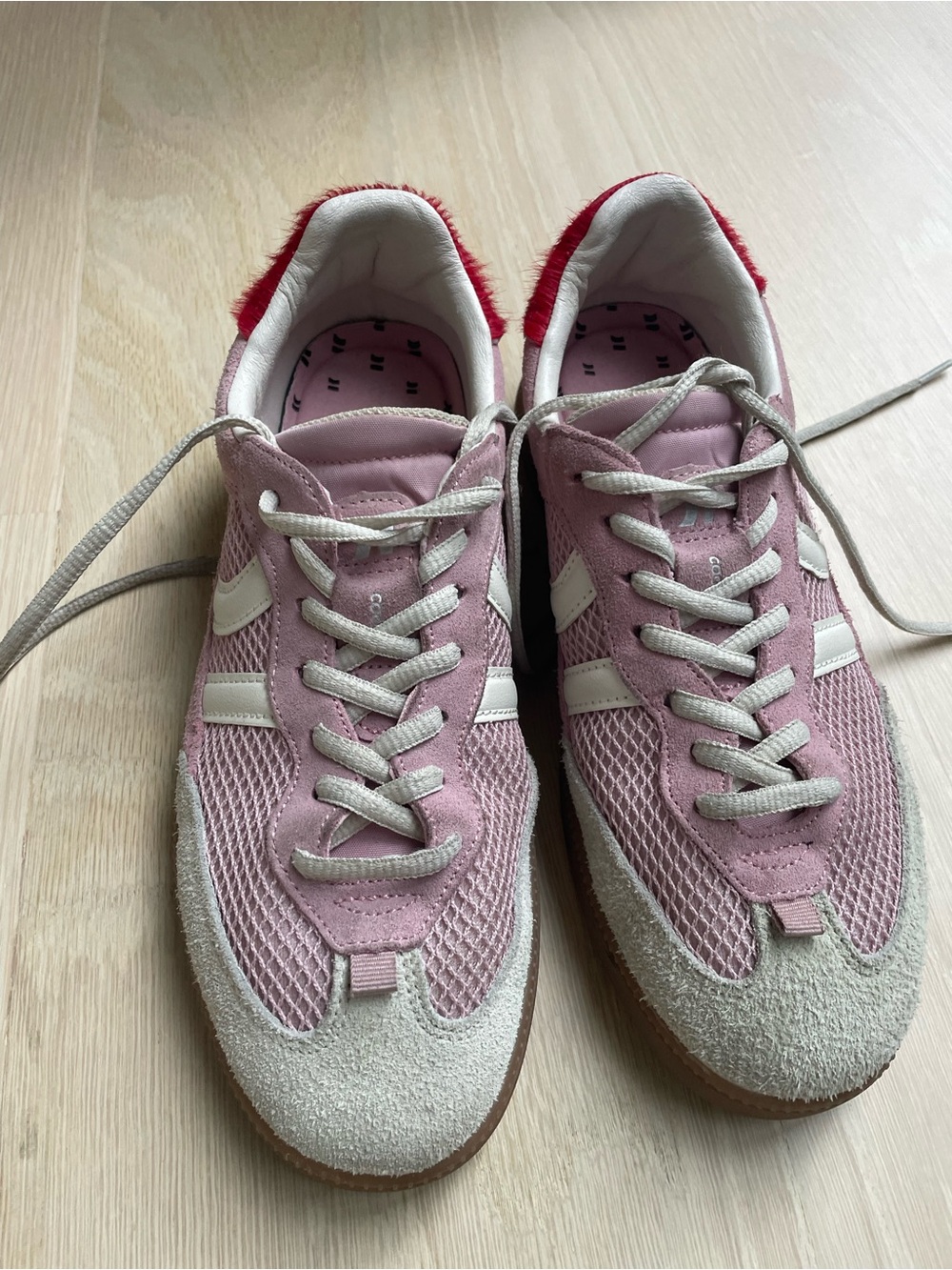 Coolway Pink Suede & Mesh Sneakers with Cream Accents